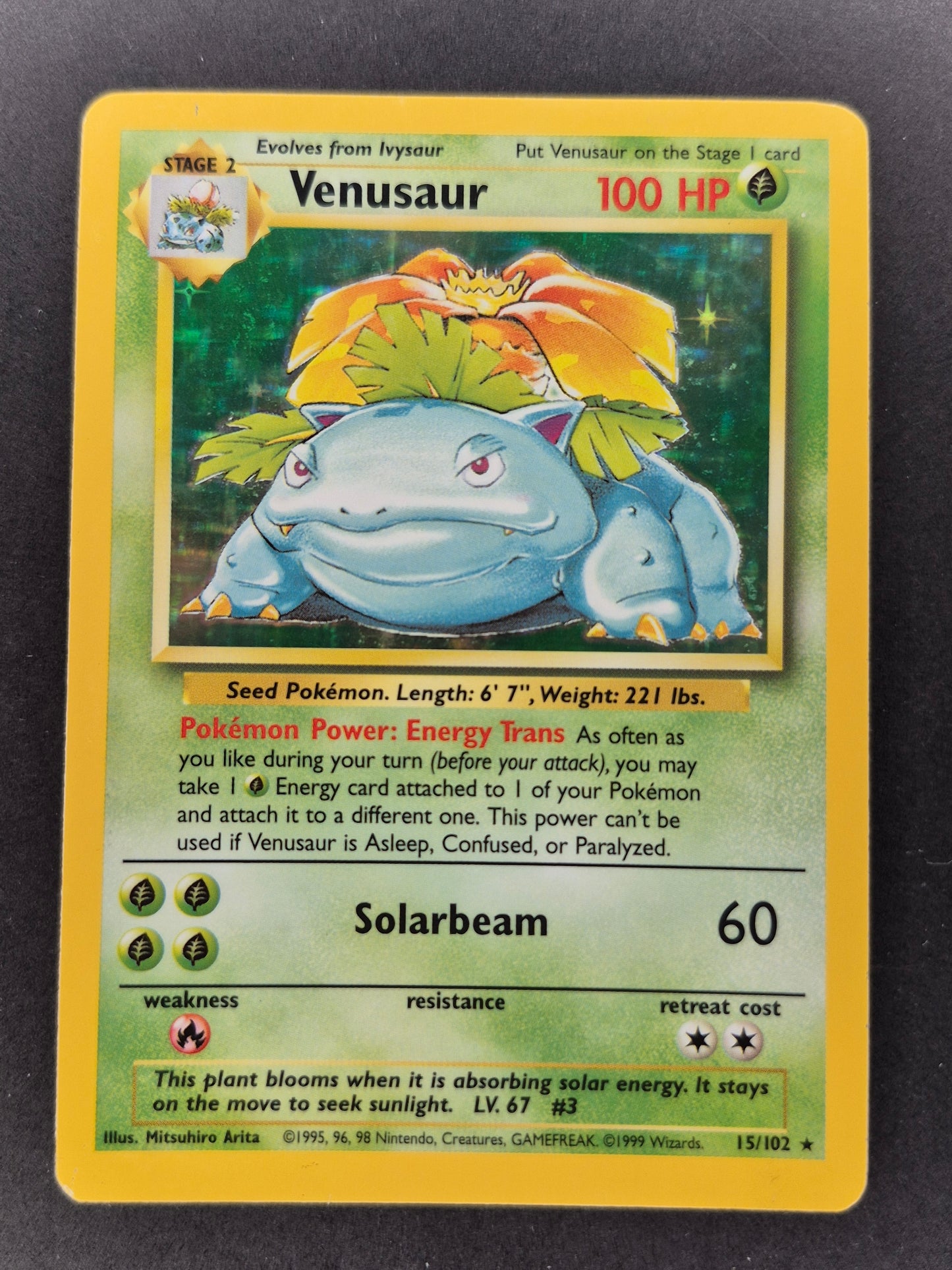 1999 Pokémon Base Set Venusaur Holo HP 15/102(SEE Pics)