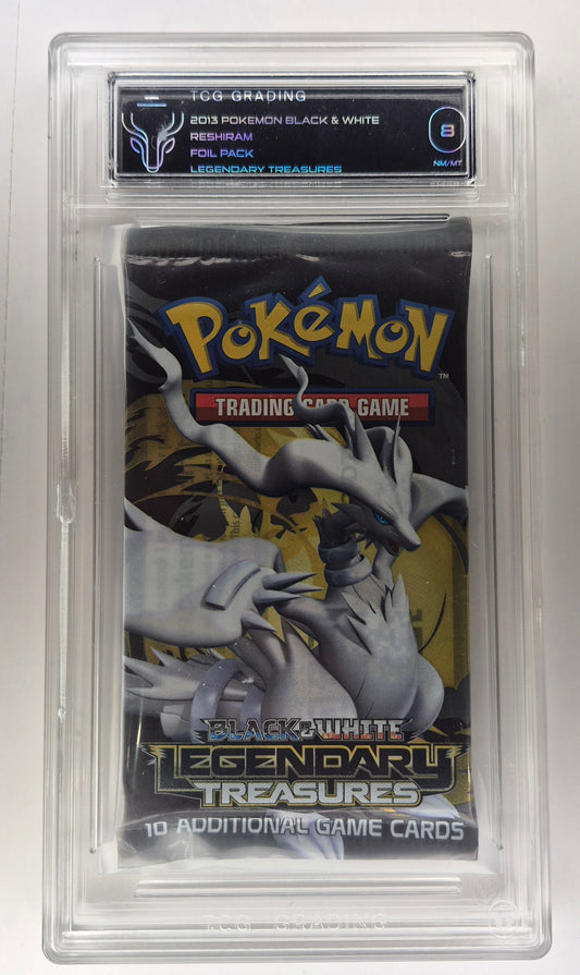 2013 Pokémon Black & White Legendary Treasures Rehiram booster pack TCG 8 Graded