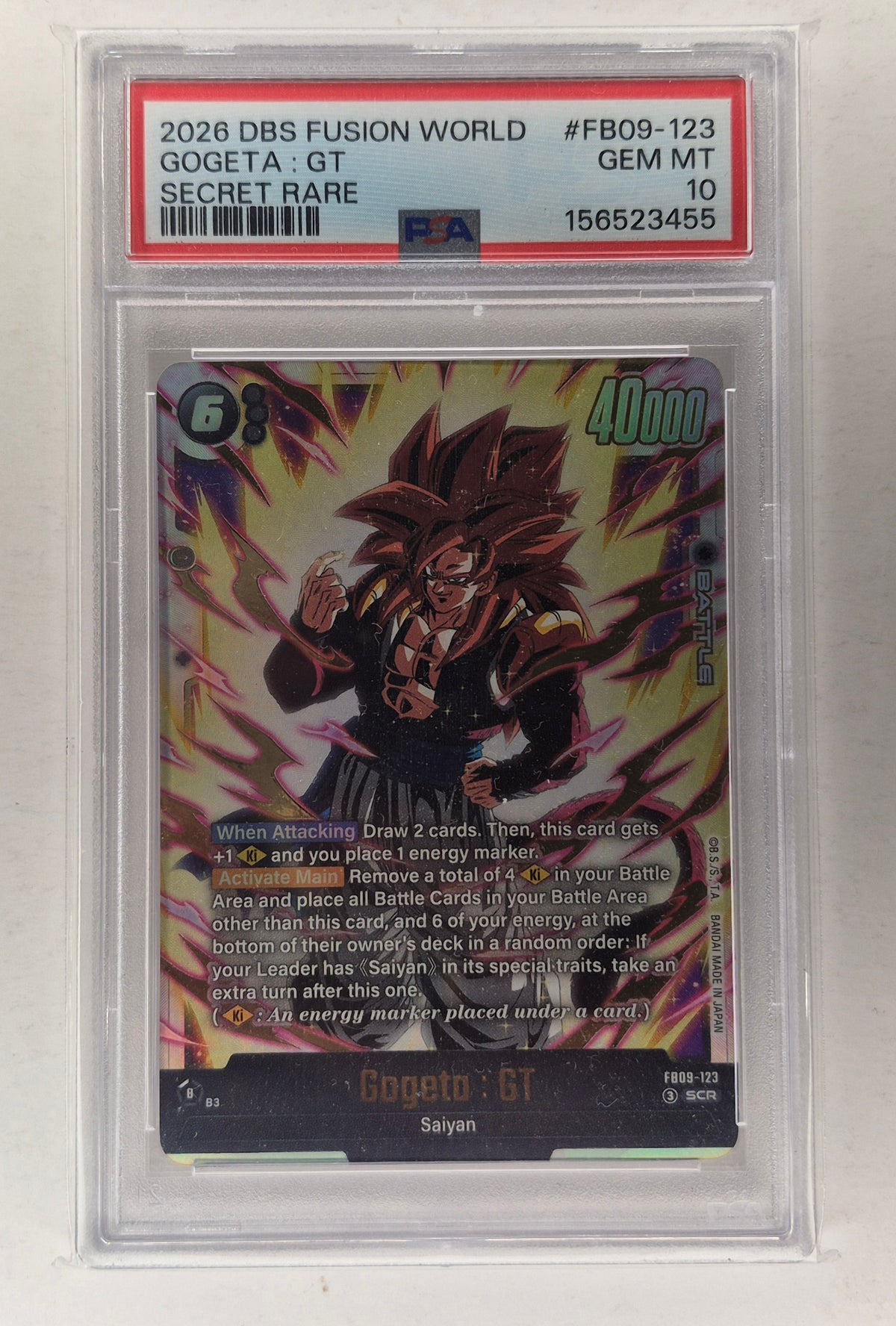 2026 DBS FW Gogeta GT SCR FB09-123 Dragon Ball Super Fusion World PSA 10