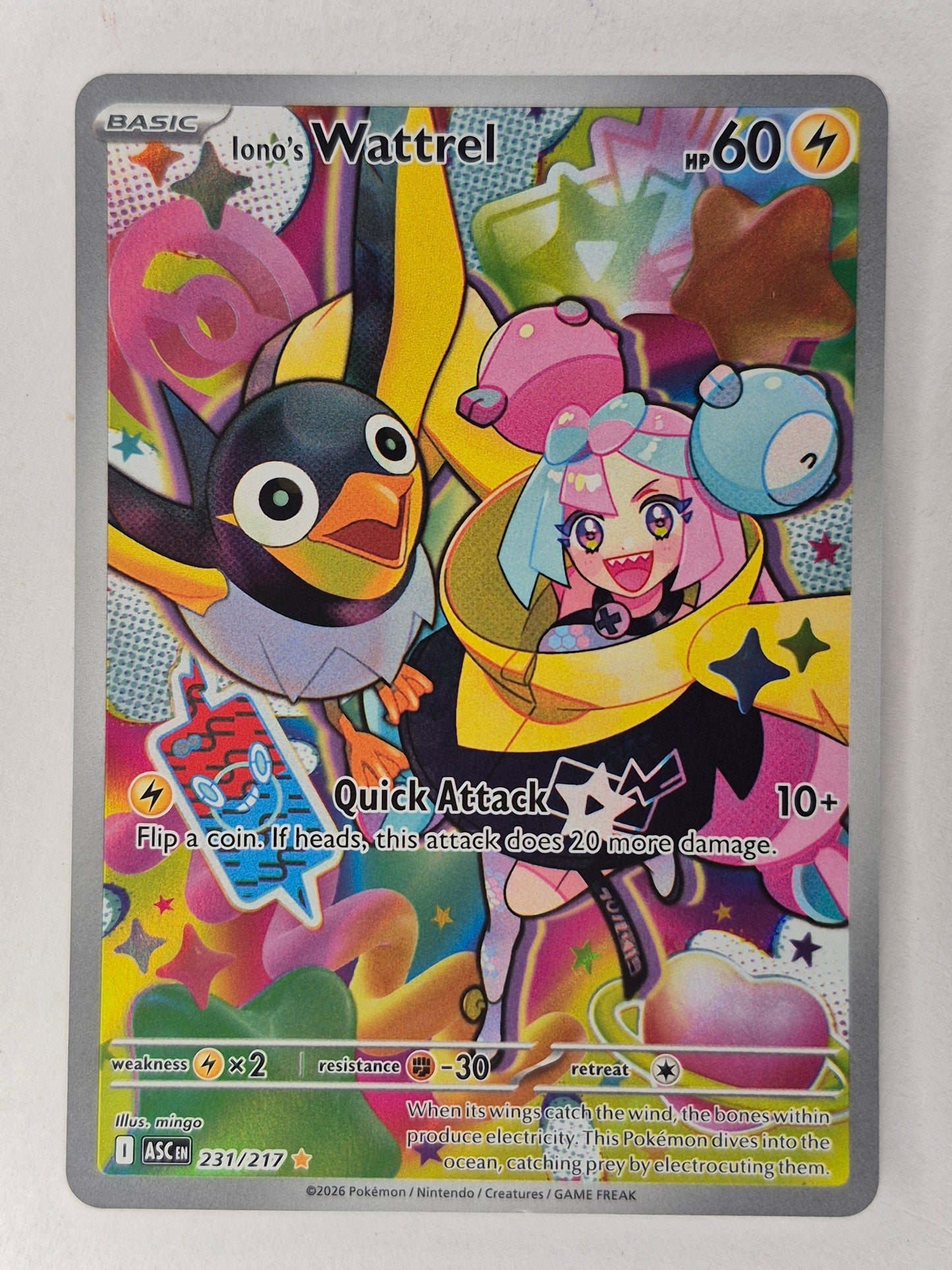 Pokemon Iono’s Wattrel 231/217 Ascended Heroes Pokemon TCG NM