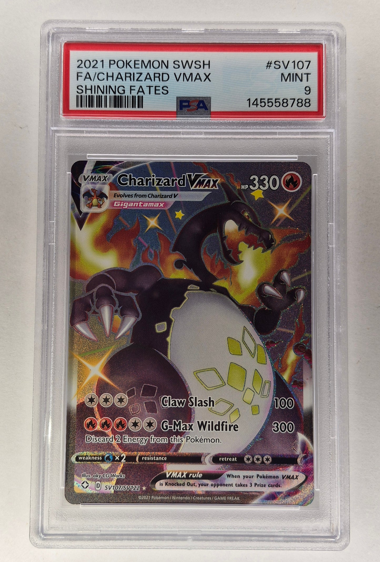 2021 Pokemon Sword & Shield Shining Fates #SV107 Full Art Charizard Vmax PSA 9 Mint