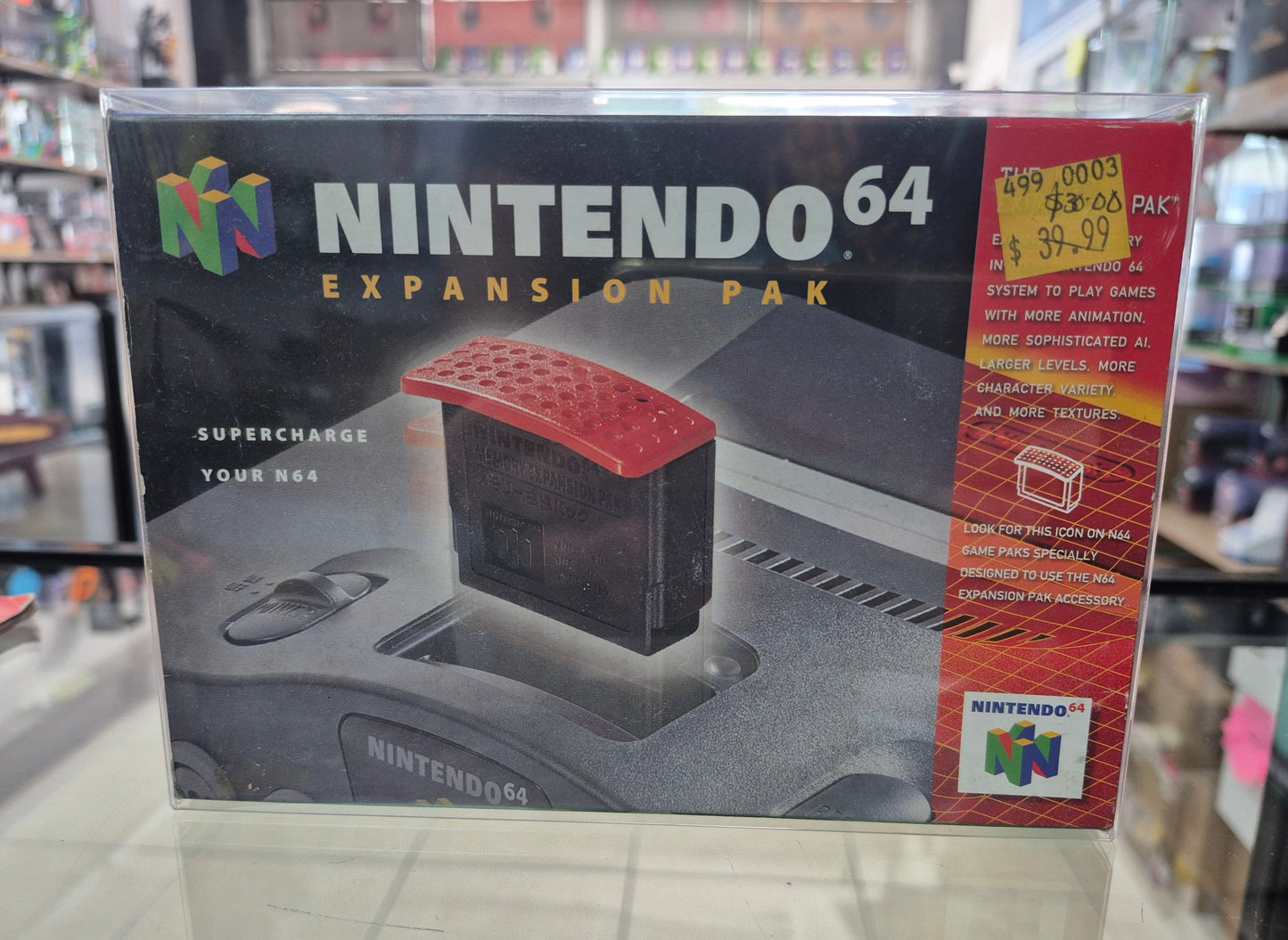1998 Boxed(Like New)Nintendo 64 Expansion Pak in Clear Protector Case.