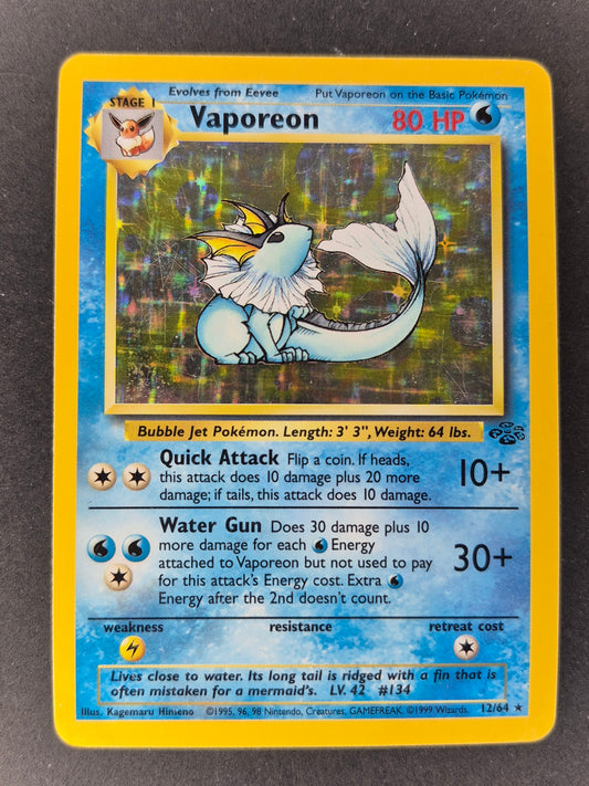 Pokemon 1999 Vaporeon Holo Rare Jungle 12/64 MP