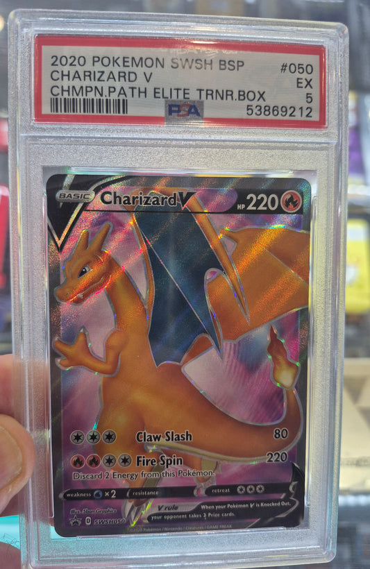 Pokemon 2020 Charizard V Full Art Champions Path ETB Promo SWSH050 PSA 5