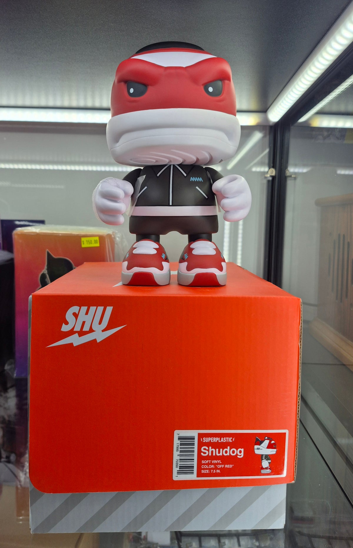 Superplastic Shudog Off Red Soft Vinyl Figure 8" Designer Art Toy Sneaker Box