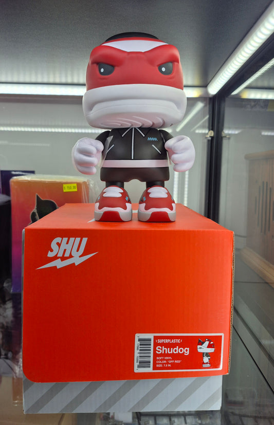 Superplastic Shudog Off Red Soft Vinyl Figure 8" Designer Art Toy Sneaker Box