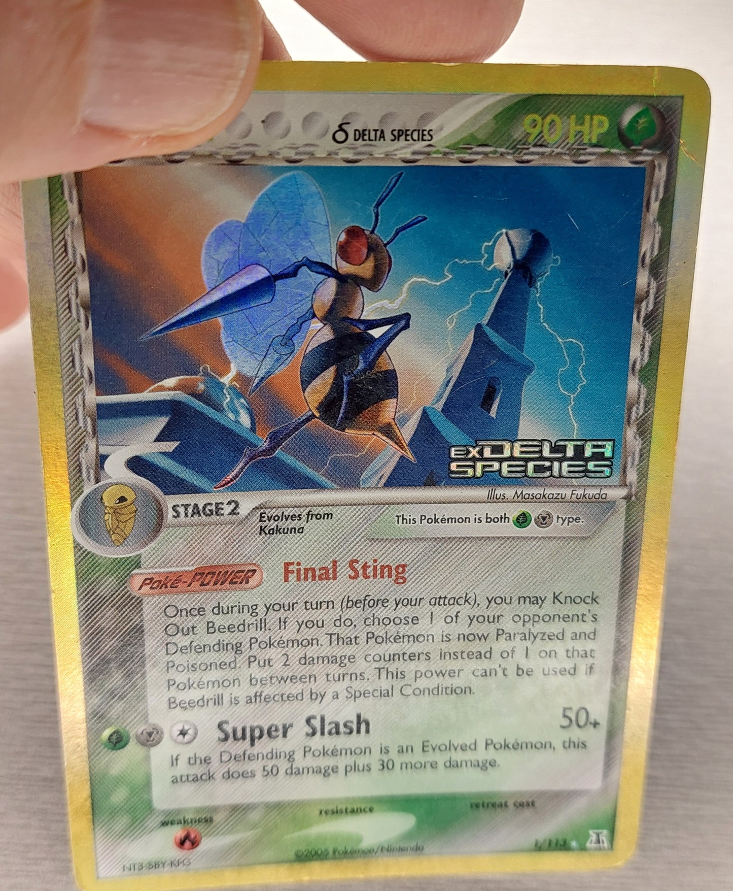 2005 Pokemon TCG Beedrill 1/113 EX Delta Species Holo Rare - English  MP