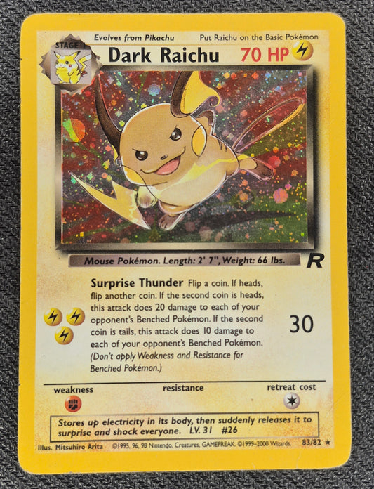 Pokemon TCG - Dark Raichu 83/82 - Holo Rare Team Rocket Secret Rare - MP