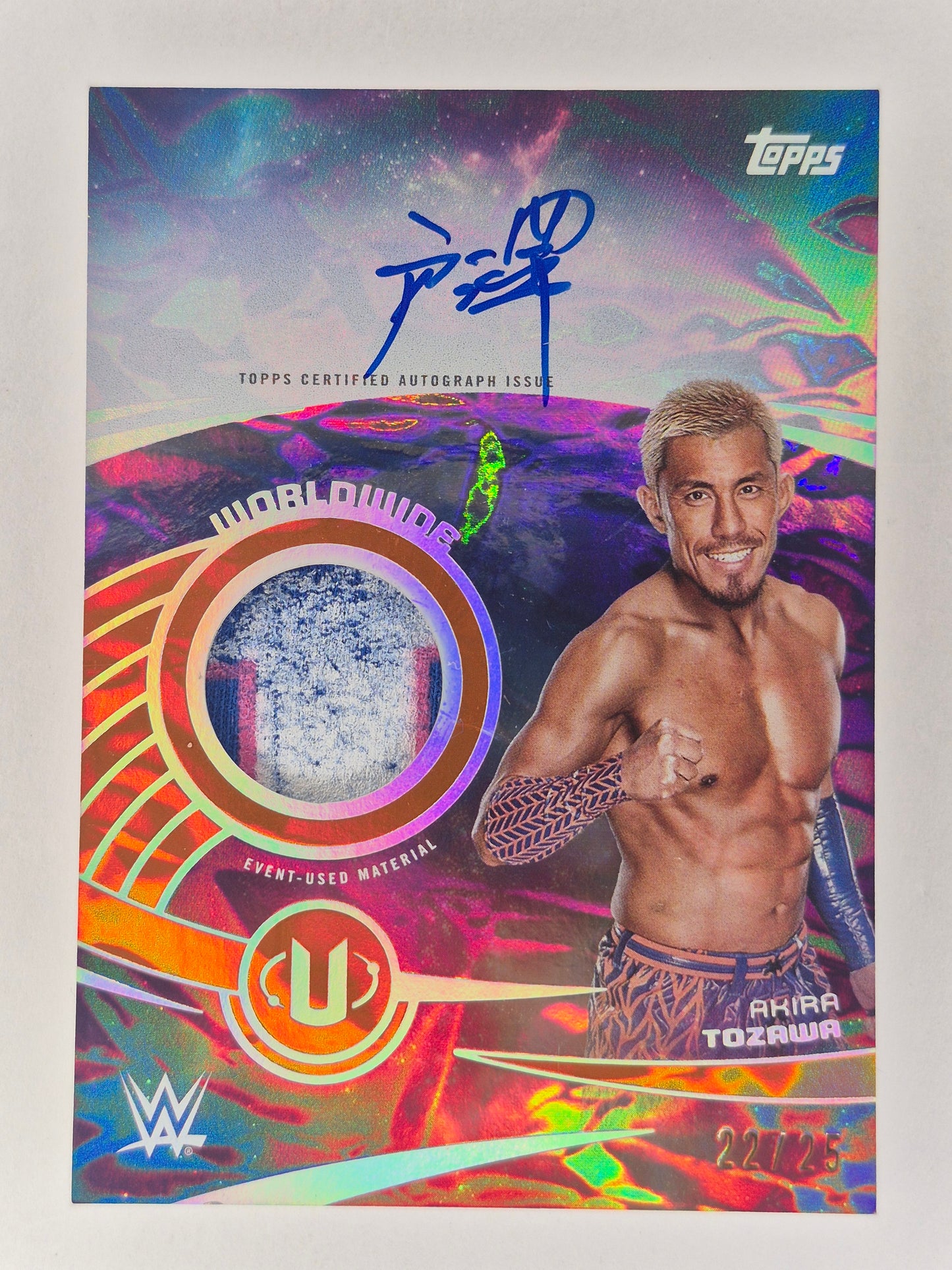 2025 Topps WWE Universe WRA-ATO AKIRA TOZAWA 22/25 Relic/On Card Auto!