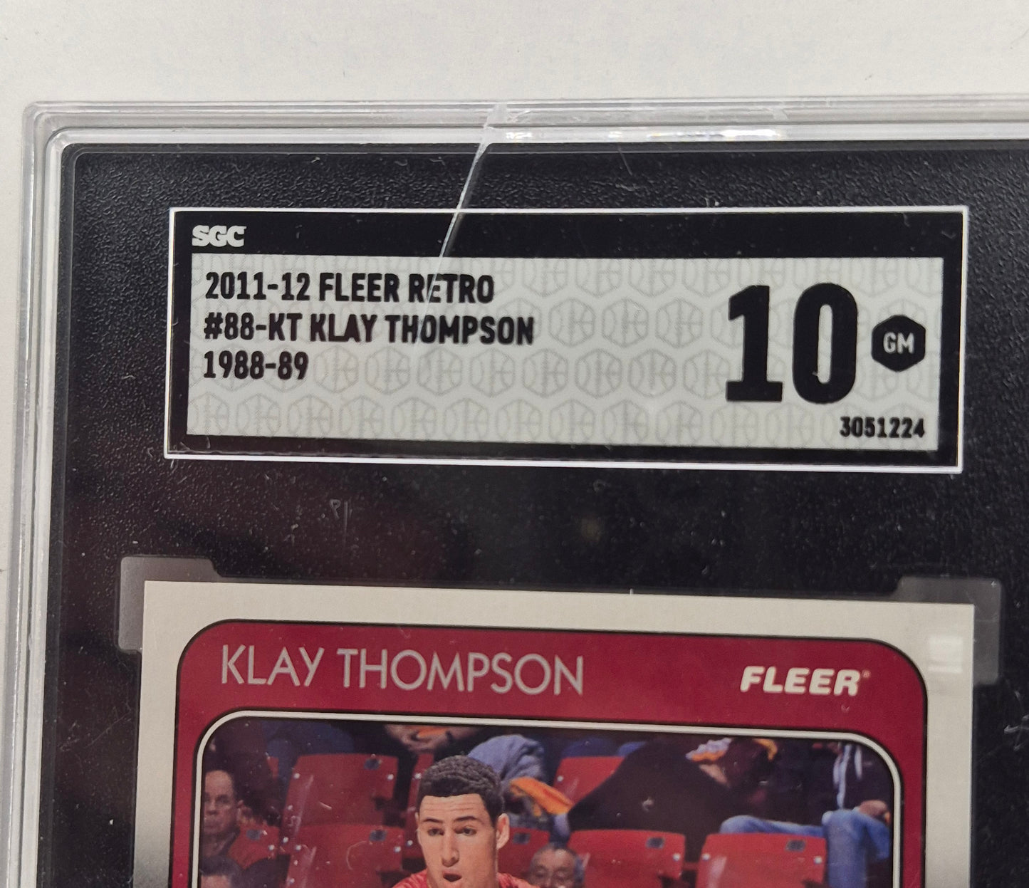 2011-12 Fleer Retro #88-KT Klay Thompson 1988-89 SGC 10 (CRACKED SLAB)