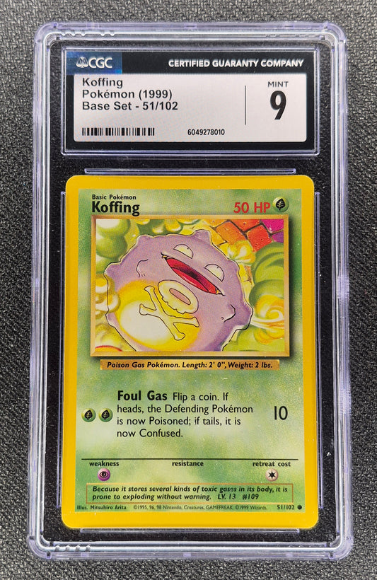 1999 Pokémon Base Set 51/102 Koffing Basic CGC 9