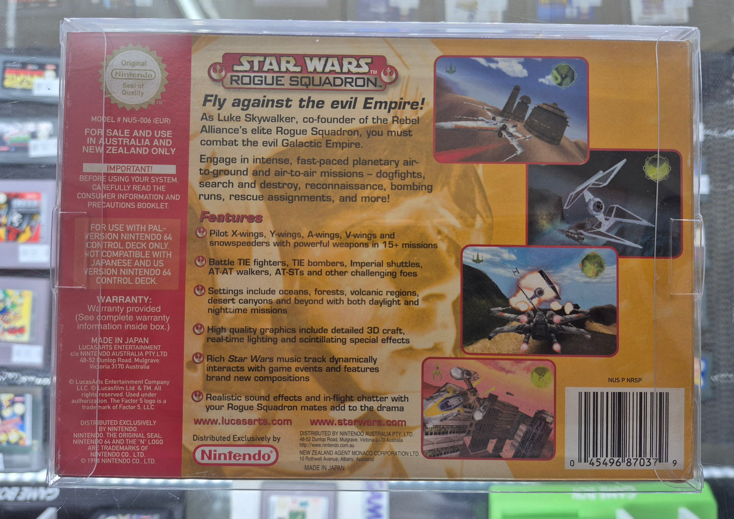 1998 Nintendo N64 Star Wars Rogue Squadron(AUS PAL) Complete in Box. Cart like New