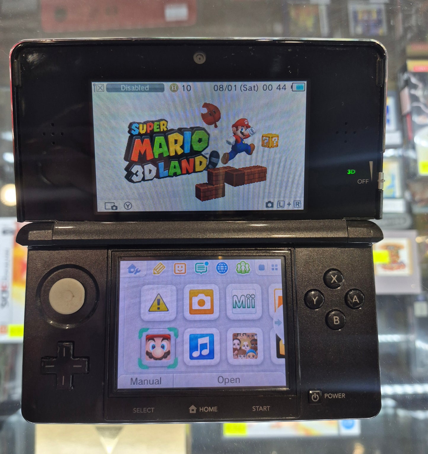 Nintendo 3DS Console Black CTR-001 Excellent Condition, Inc. USB Charger & new 32GB Card.(Minor Wear)