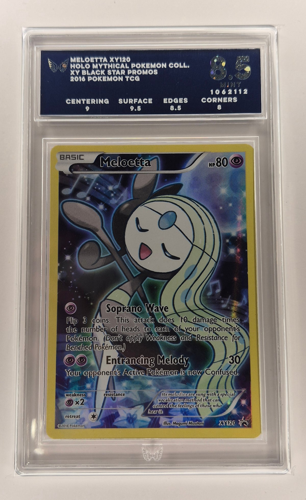 2016 Pokémon XY120 Meloetta Black Star Promo Mythical Collection ARK 8.5 PSA