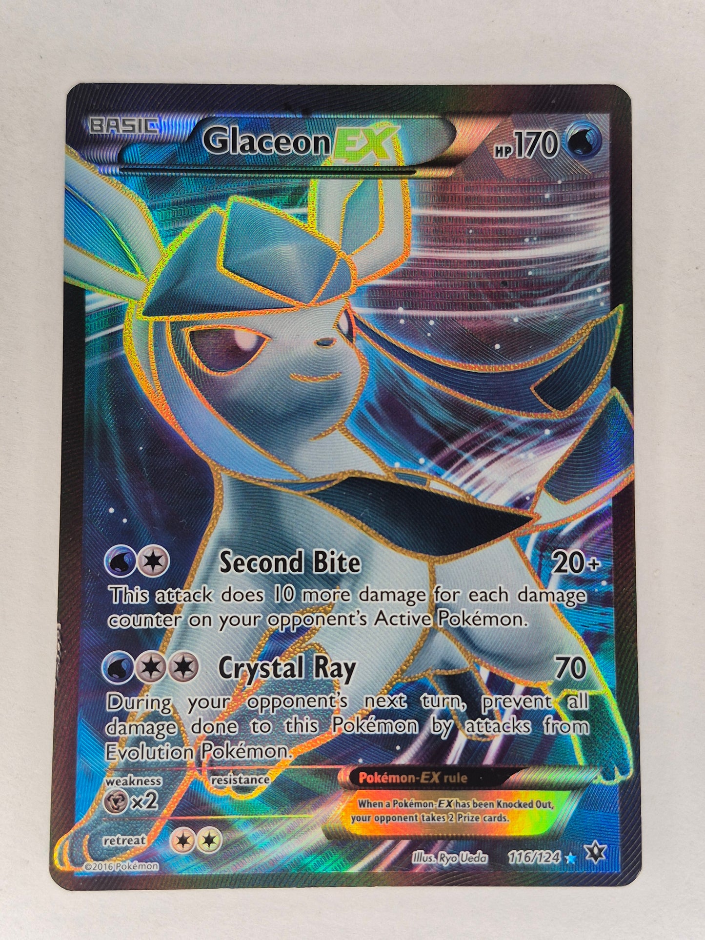 Glaceon EX 116/124 XY Fates Collide Ultra Rare Full Art POKEMON LP/MP