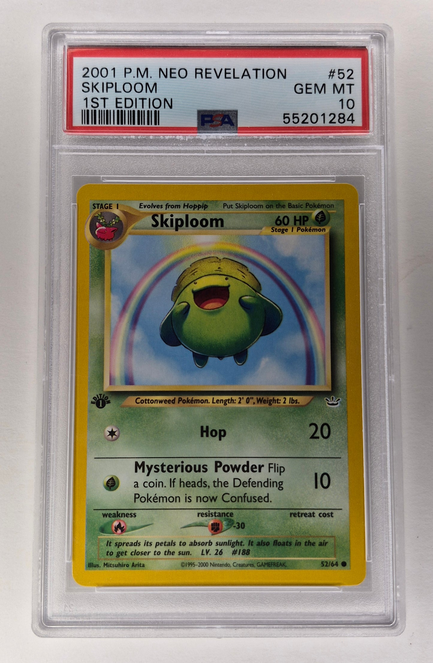 2001 Pokémon Neo Revelation 52/64 Skiploom Non Holo 1st Edition PSA 10 Gem Mt