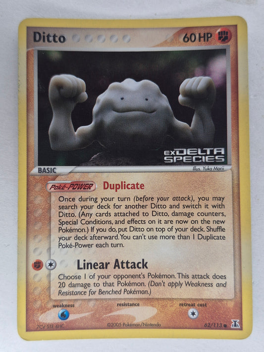 Pokemon - Ditto Geodude 62/113 EX Delta Species Stamped Yuka Morii Reverse Holo LP/MP