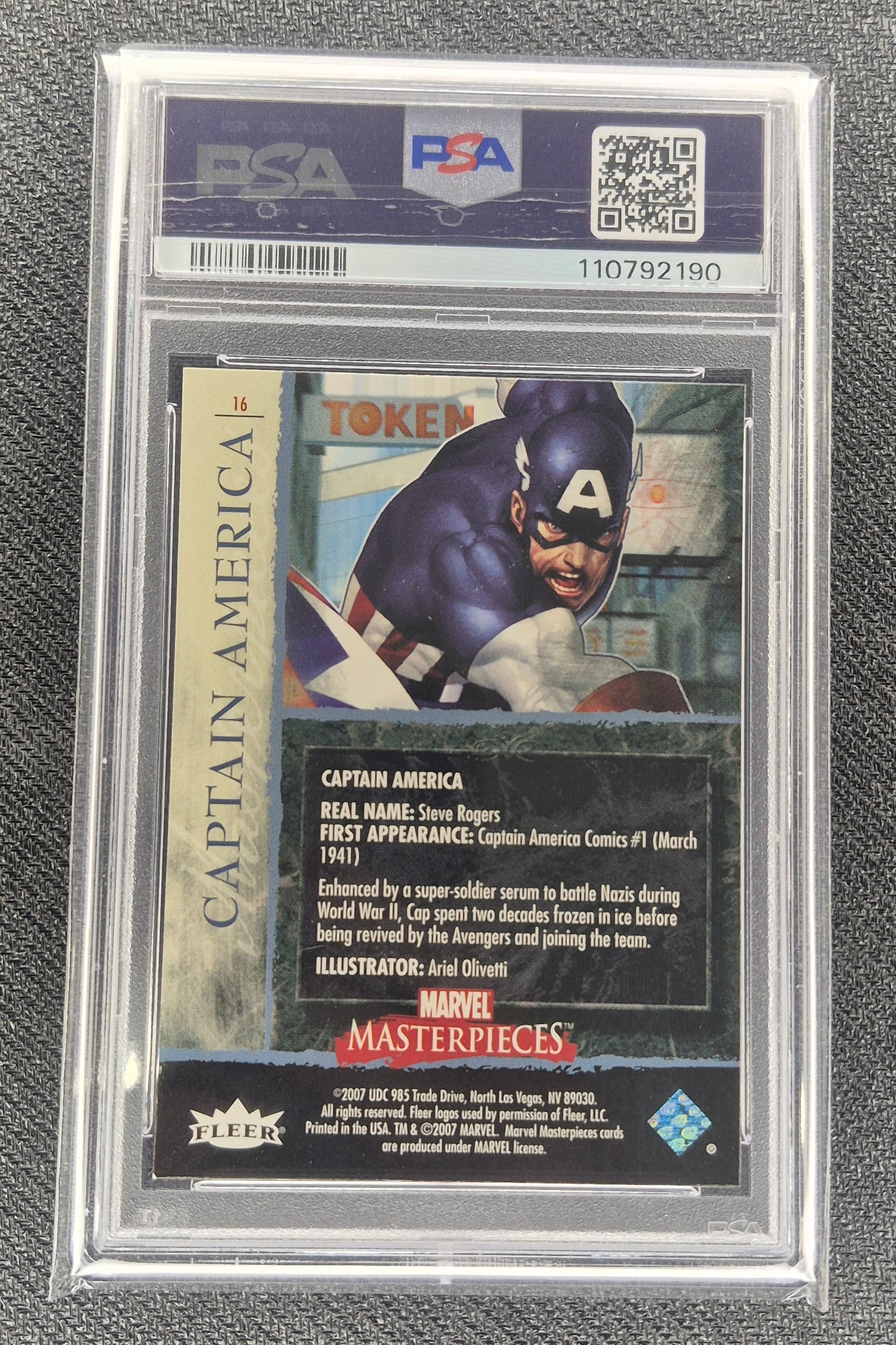 2007 Marvel Masterpieces #16 Captain America Foil PSA 9 Mint
