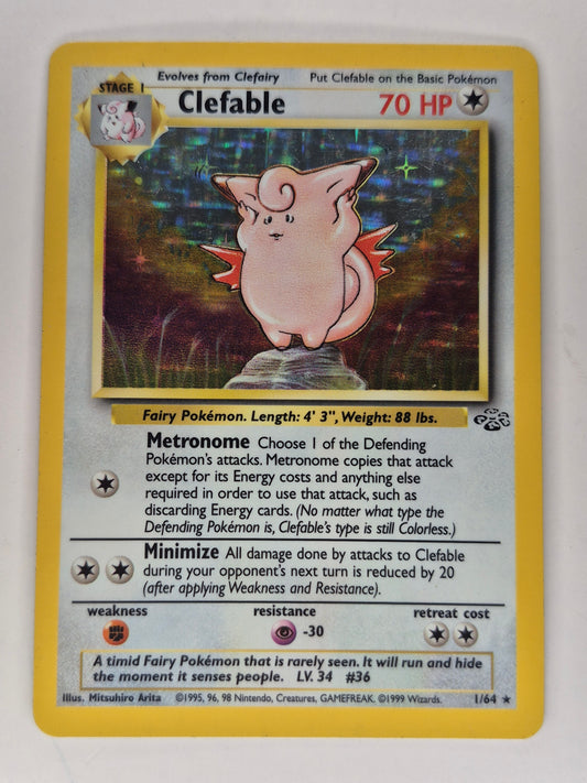 Pokemon 1999 Clefable Base Set Holo Rare 1/64 LP