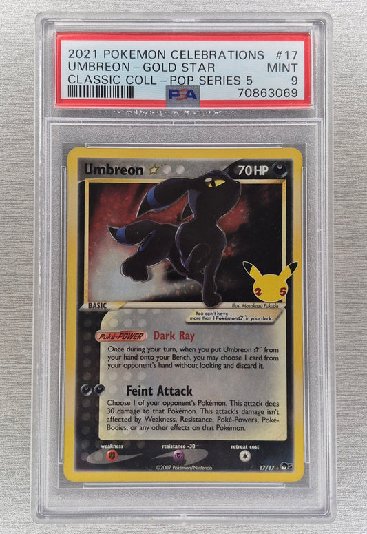 2021 Pokémon Celebrations 17/17 Umbreon Gold Star PSA 9