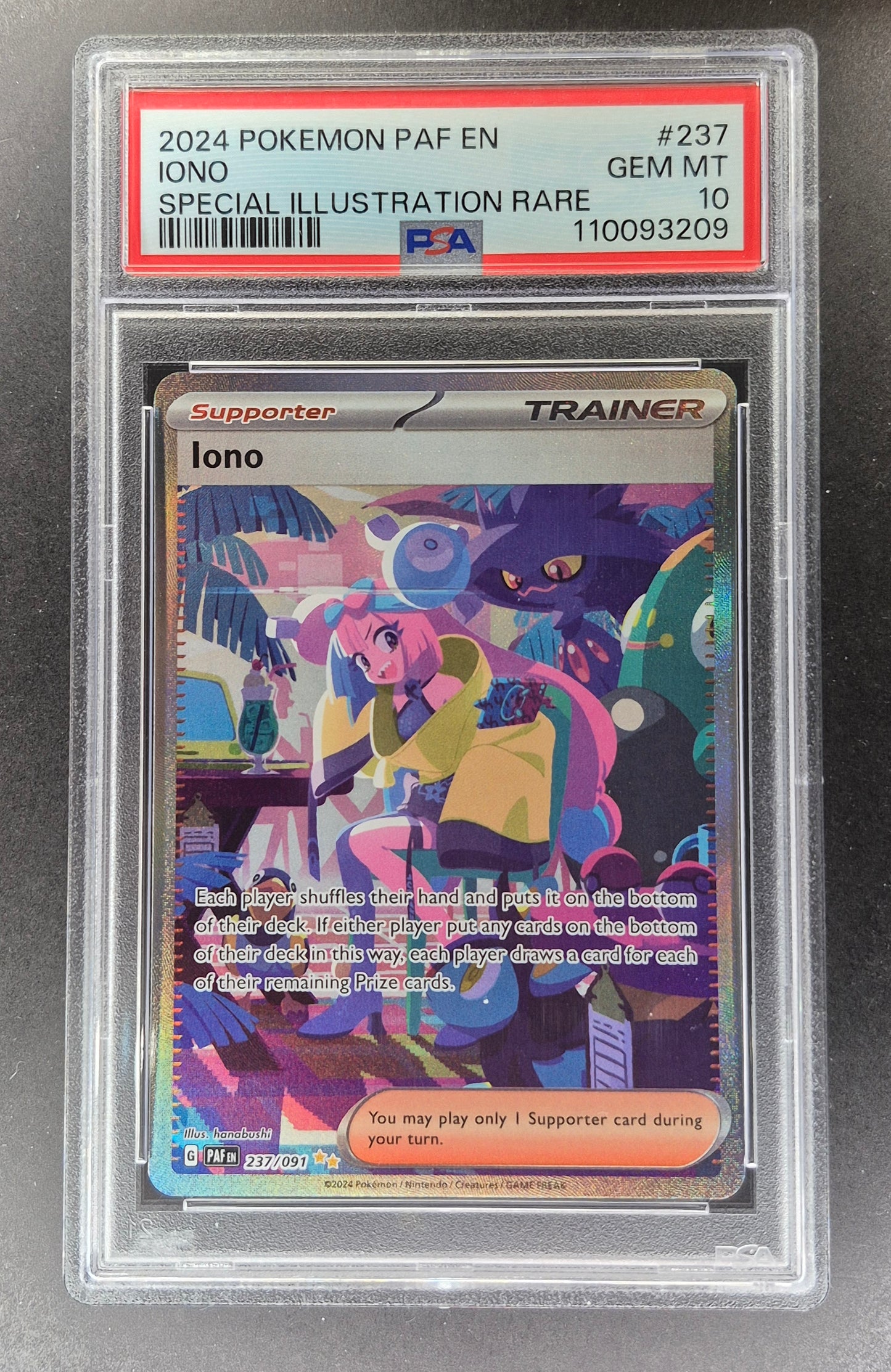 💥Iono 237/091 Paldean Fates Special Illustration Rare Card Pokemon TCG PSA 10