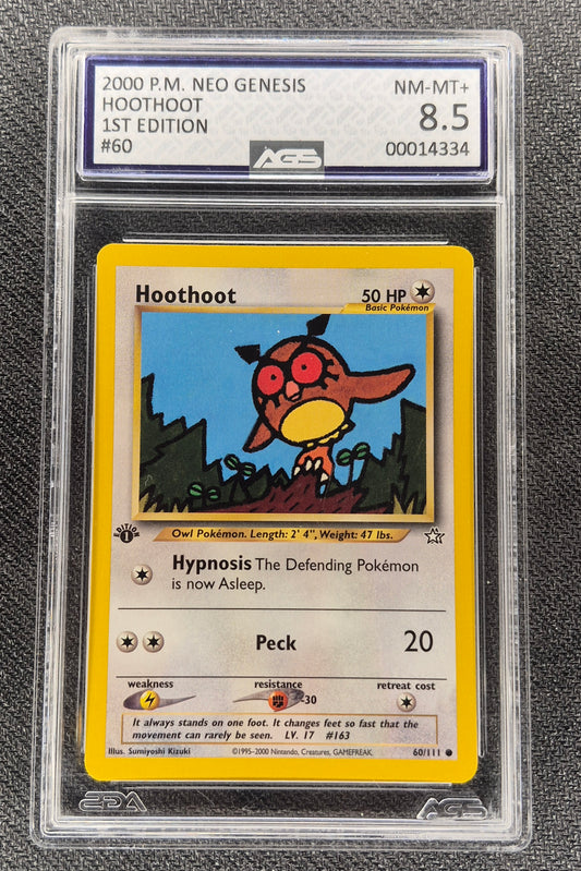 2000 Pokémon Neo Genesis 60/111 Hoothoot 1st Edition AGS 8.5