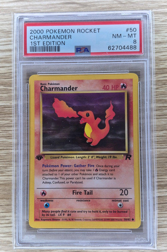 2000 Pokémon Rocket 50/82 Charmander 1st Edition PSA 8