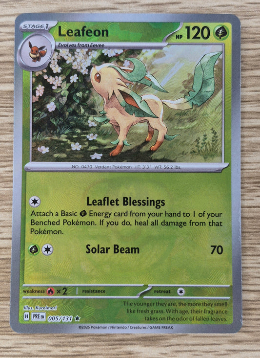 2025 Pokémon Prismatic Evolutions 005/131 Leafeon Master Ball NM