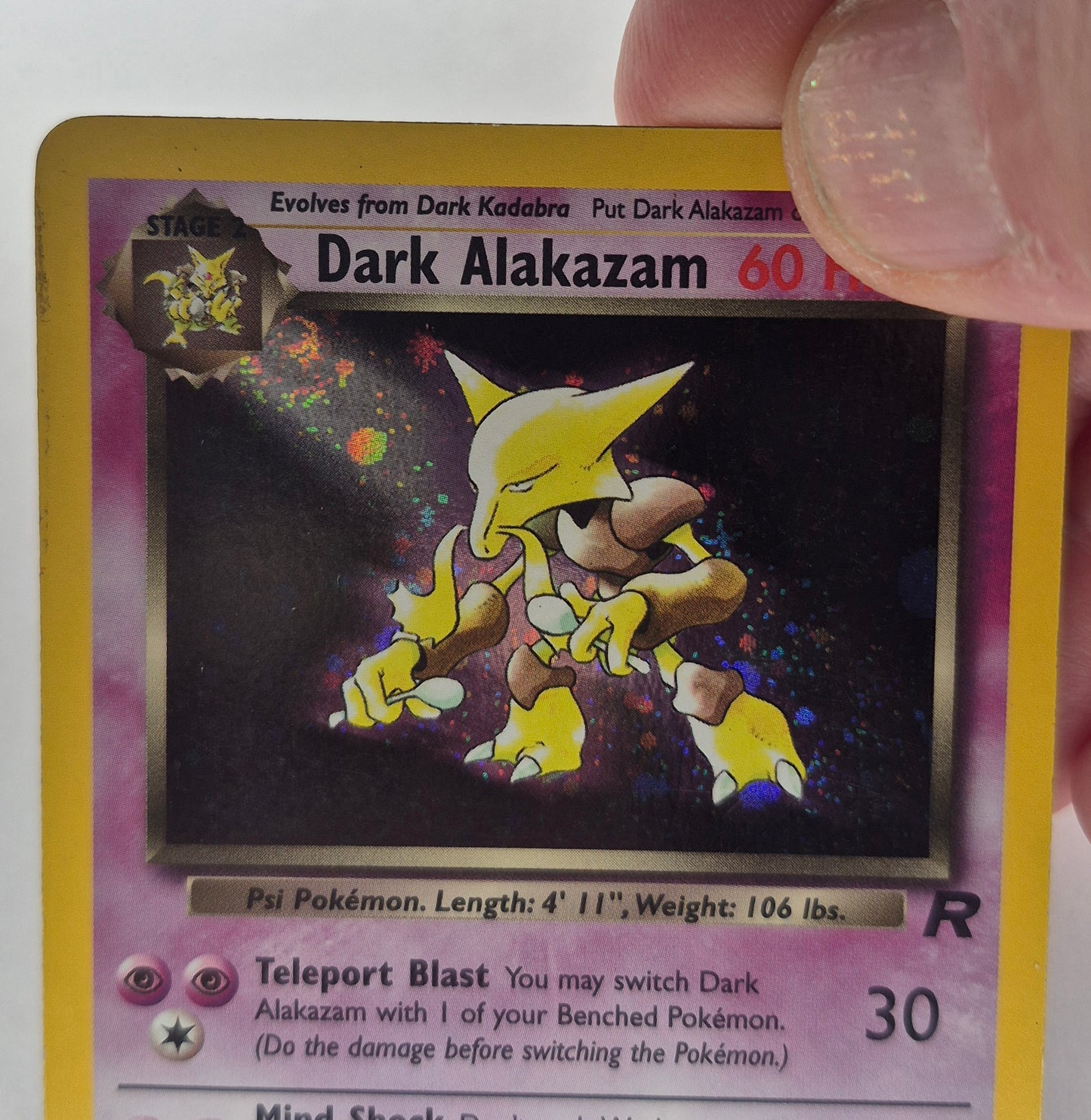 Pokemon Rocket 1/82 Dark Alakazam Holo w/Swirl LP/MP