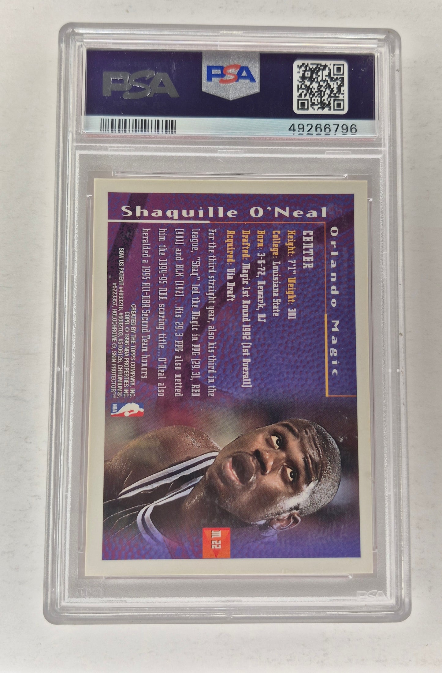1995 Topps Finest Mystery Shaquille O'neal M22 PSA 8
