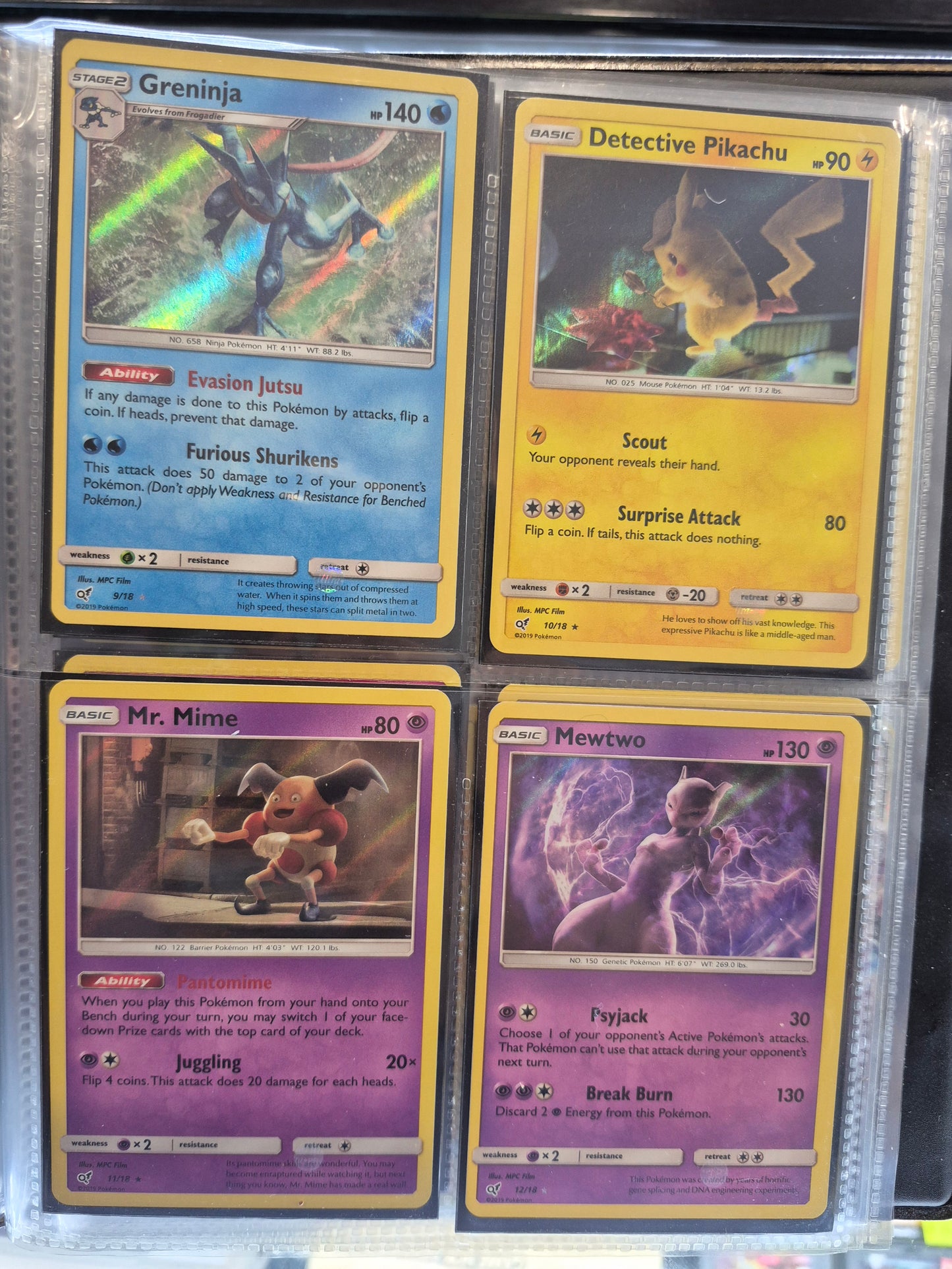 Pokemon TCG - Full Complete Set Detective Pikachu 18/18 - NM + 8 Promos in Binder