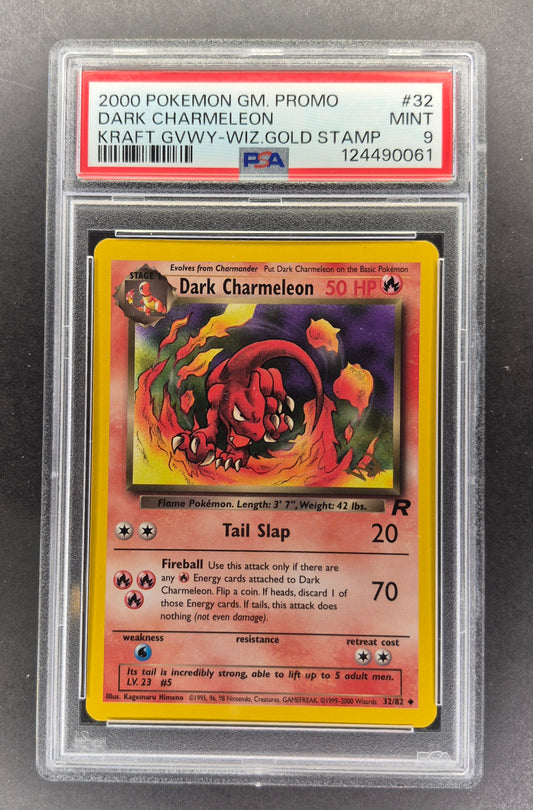 2000 Pokemon Dark Charmeleon Kraft Gold Stamp Promo 32/82 PSA 9