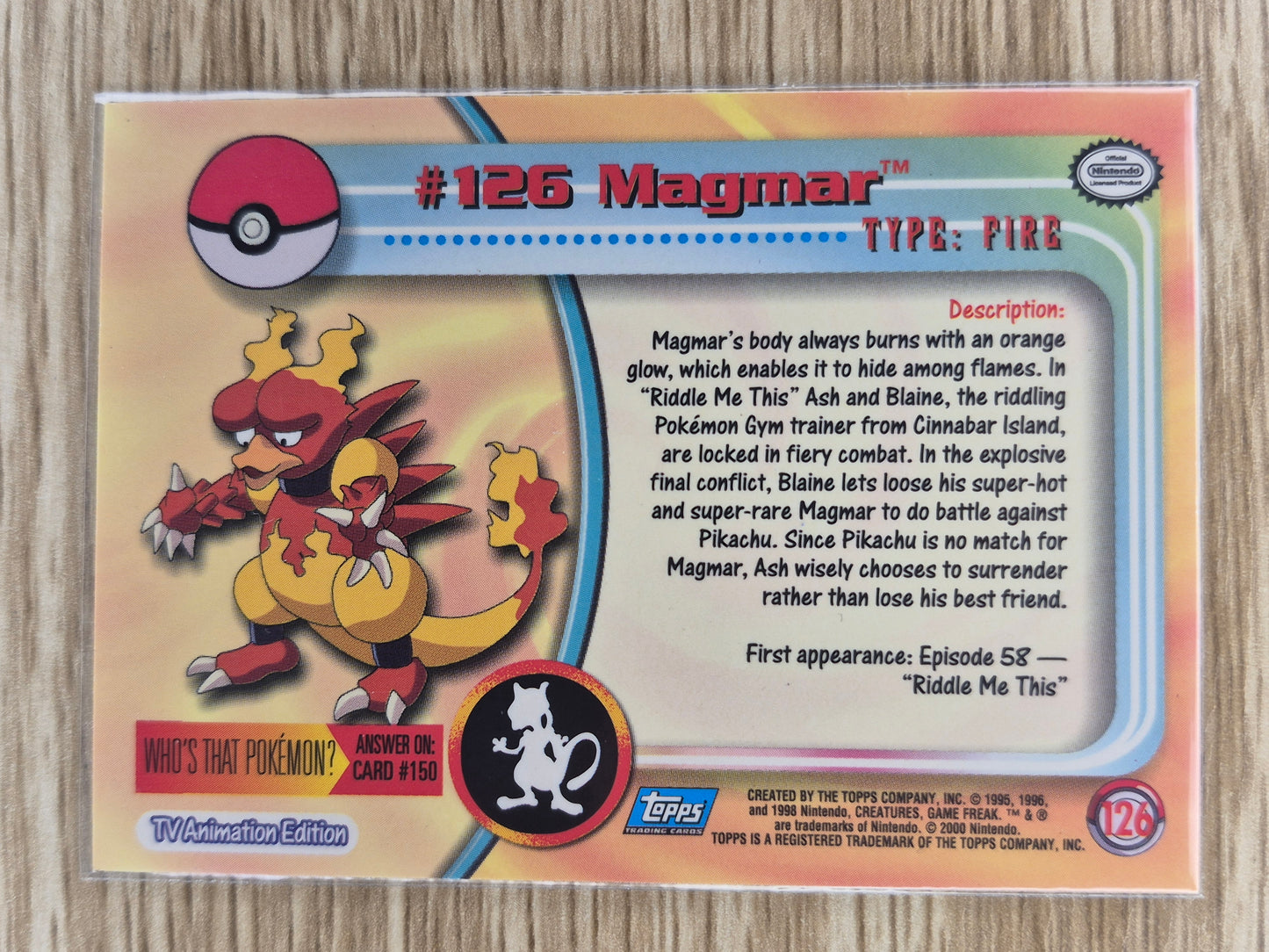 2000 Topps Pokémon Blue Label #126 Magmar Holo MP
