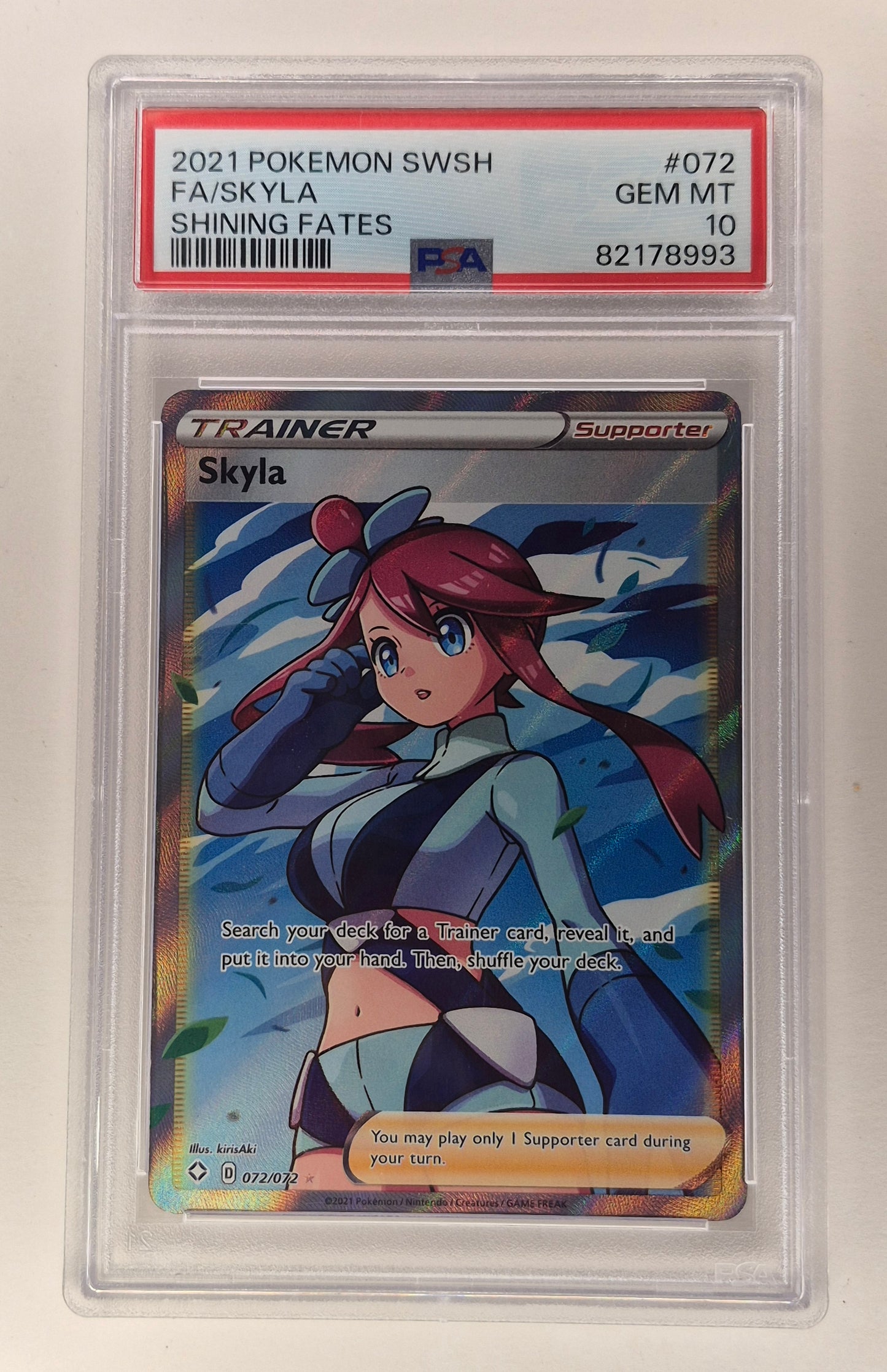 2021 Pokémon SWSH Shining Fates 072/072 Full Art Skyla PSA 10