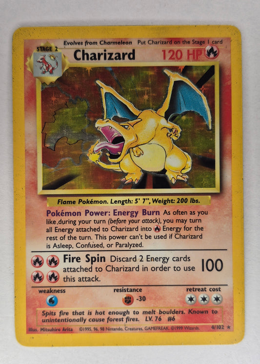 Charizard Base Set 4/102 Holo Rare 1999 WOTC Pokemon Card MP