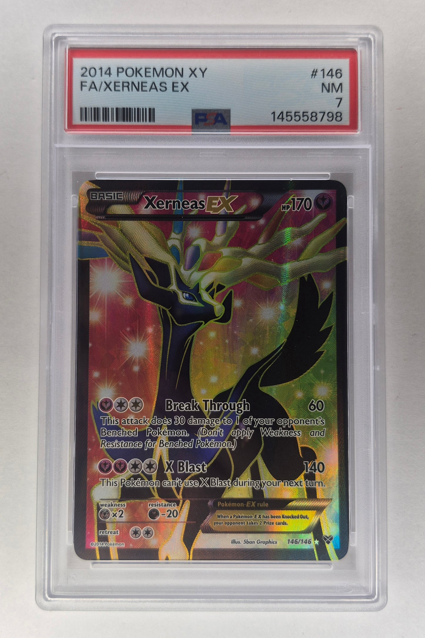 2014 Pokémon XY 146/146 Full Art Xerneas EX PSA 7 NM