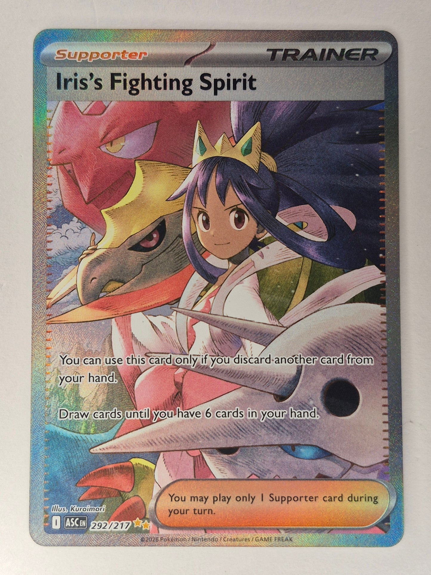 Pokémon TCG English Ascended Heros Iris's Fighting Spirit SIR Card 292/217 NM