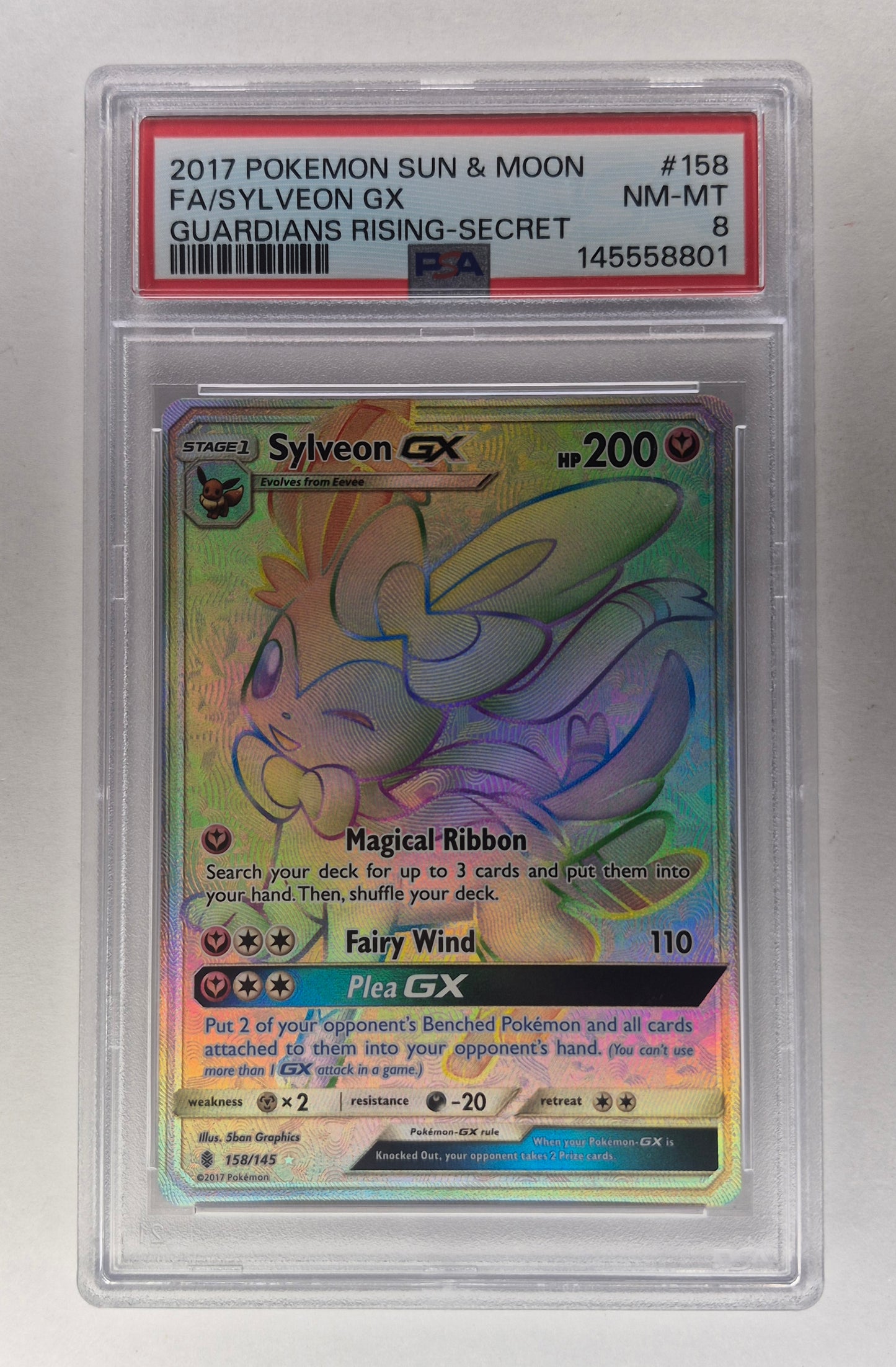 2017 Pokémon S&M Guardians Rising 158/145 Full Art Sylveon GX PSA 8 NM-MT