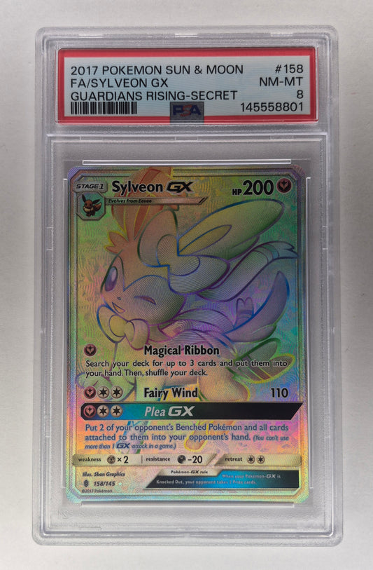 2017 Pokémon S&M Guardians Rising 158/145 Full Art Sylveon GX PSA 8 NM-MT