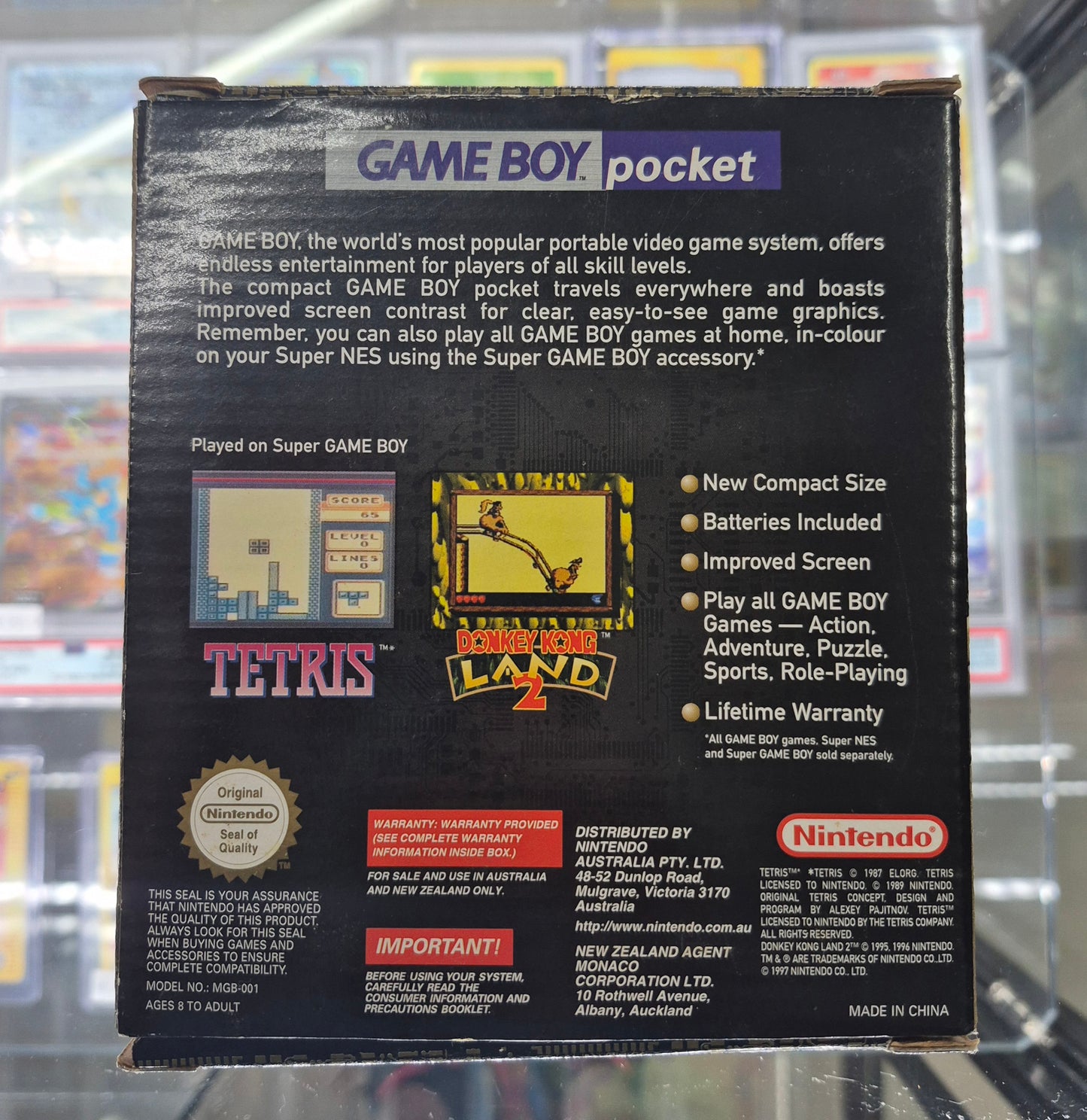 Nintendo Gameboy Pocket MGB-001 Console Gold HandHeld System Complete In Box(New Backlit Screen)