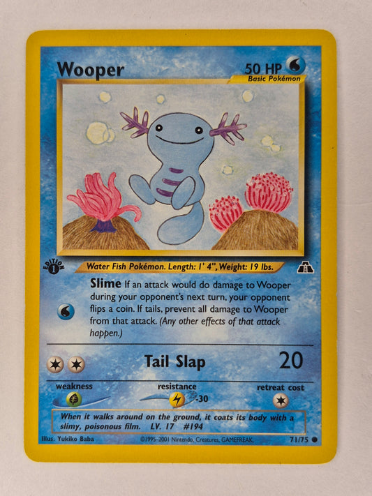 Basic Pokemon Wooper Card 1st Edition 71-75, Neo Discovery LP