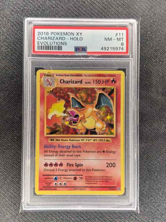 2016 Pokémon XY Evolutions 11/108 Charizard Holo PSA 8 NM-MT