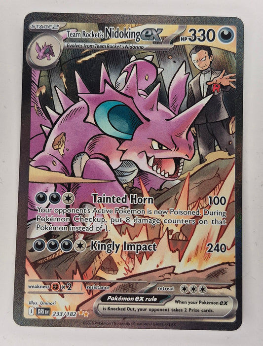 Team Rocket's Nidoking EX Illistration Rare 233/182 Pokemon Destined Rivals