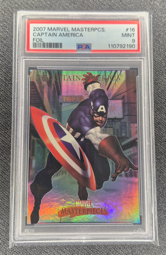 2007 Marvel Masterpieces #16 Captain America Foil PSA 9 Mint