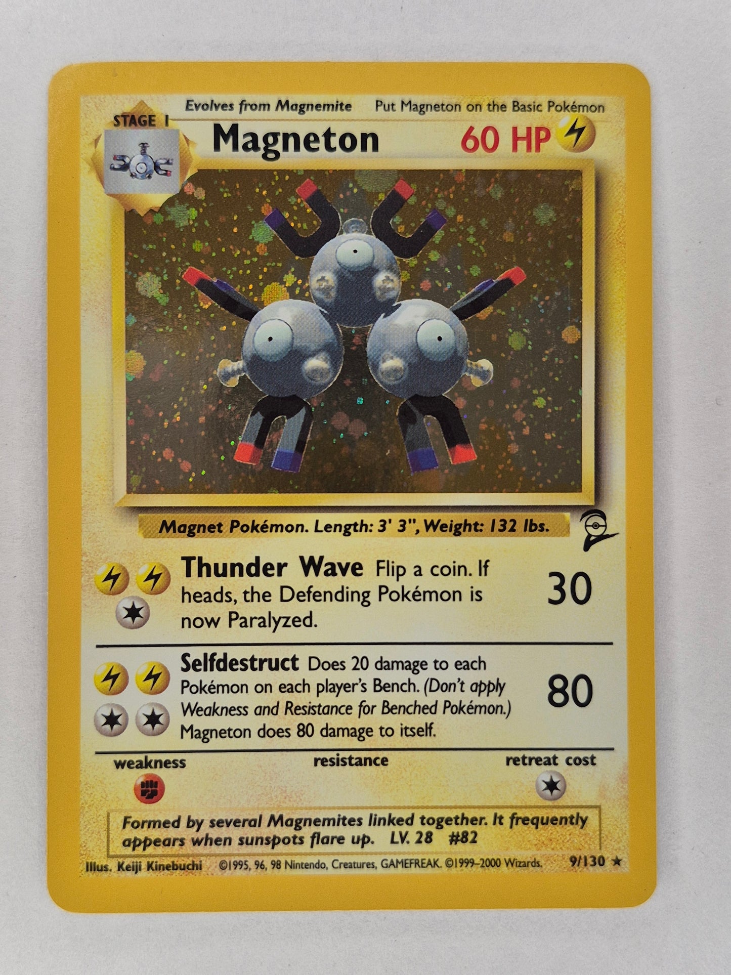 2000 WOTC Pokemon Base Set 2 Magneton Holo 9/130 LP