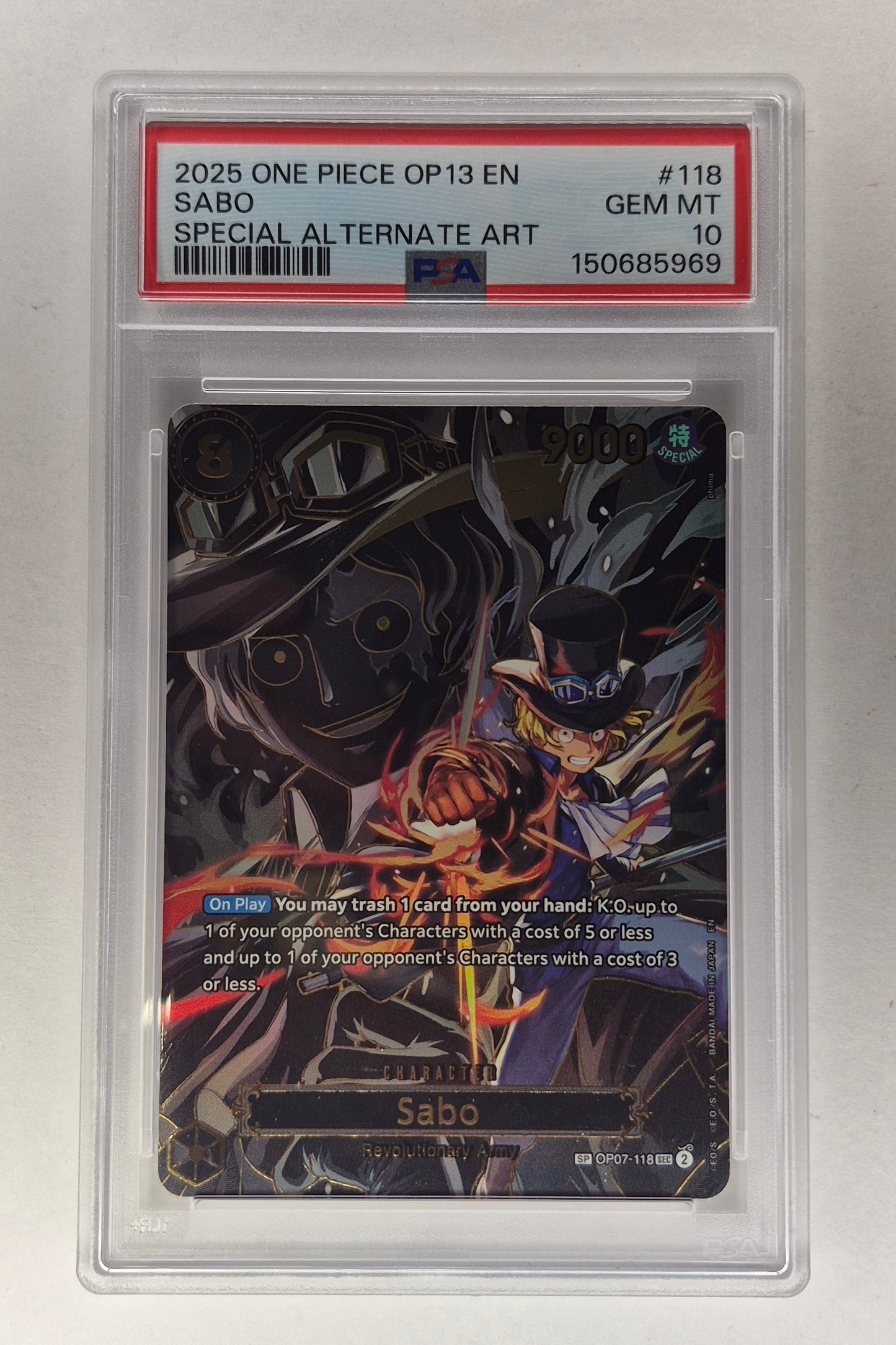 2025 One-Piece OP13-118 SABO SEC SP PSA 10 Gem Mint