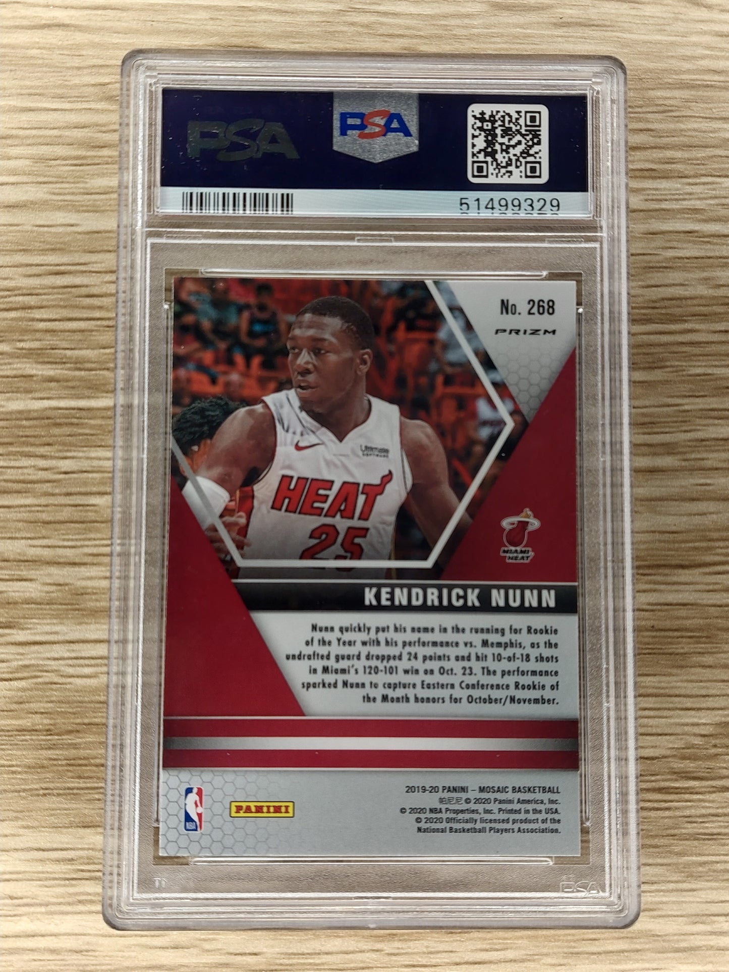 2019 NBA Debut Kendrick Nunn Panini Mosaic Reactive Orange #268 PSA 10