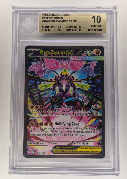 2026 Pokémon Perfect Order 120/088 Mega Zygarde Ex Beckett Pristine 10 !!!