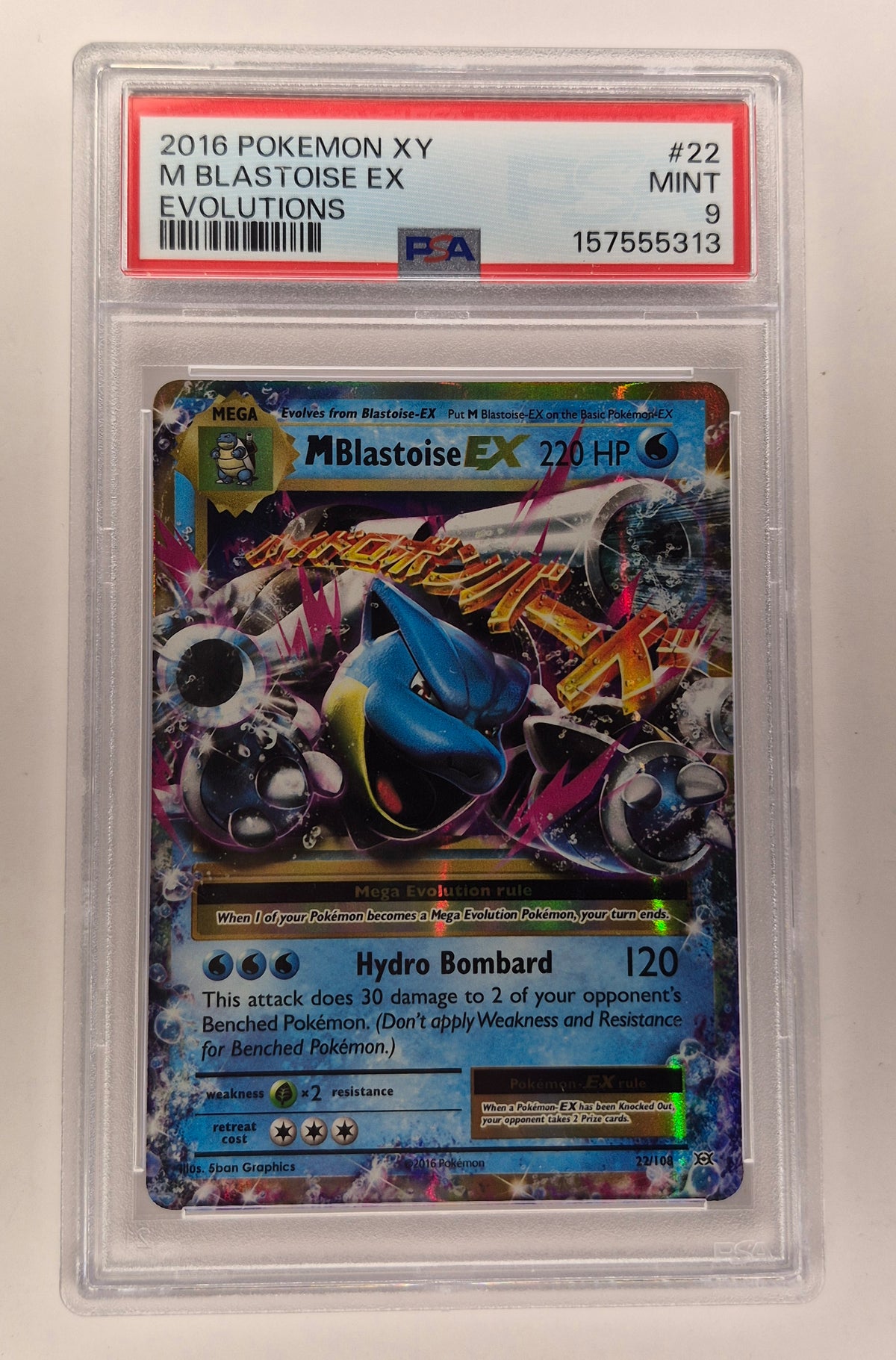 2016 Pokémon XY Evolutions 22/108 M Blastoise EX PSA 9