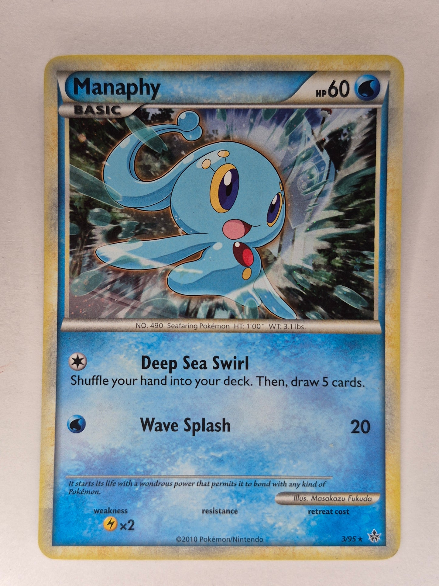 2010 Pokemon Card Manaphy HGSS Unleashed Holo Rare 3/95 LP